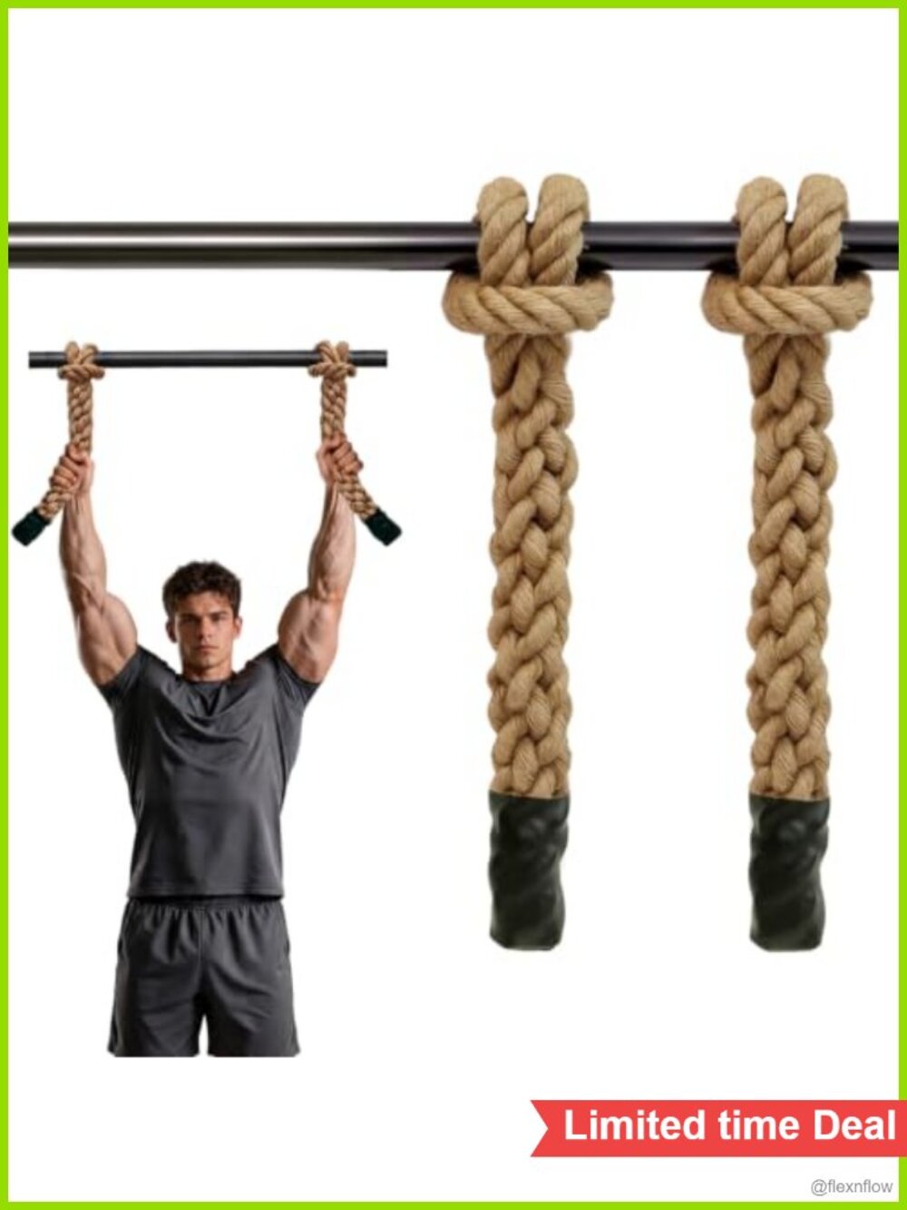 2-Inch Thick Rope Grips for Pull Ups Grip Strength Training Pair
